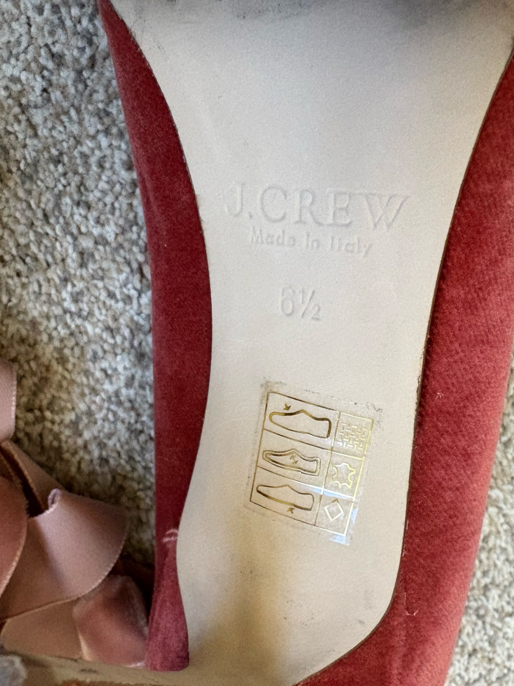 J.Crew - Women’s Elsie Velvet Ankle-Wrap Pumps - Rust Blush Pink - Size 6.5 - Picture 6 of 11
